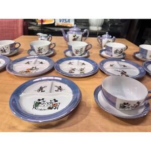 1930's Japan Hand painted Disney's Micky Mouse China Tea Set 21 Pieces BR2394